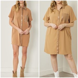 🎉 JUST ARRIVED 🎉 Button Down Dress with Faux Leather Accents